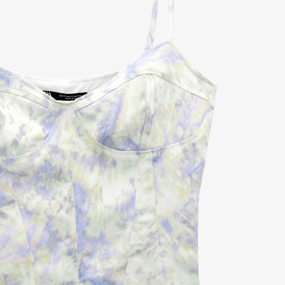 ZARA Tie Dye Bustier Bodysuit Satin